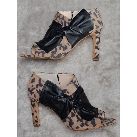 Louise Et Cie Lo Idola Leopard Print Heeled Ankle Boot Peep Toe Womens 8.5 - Picture 3 of 16